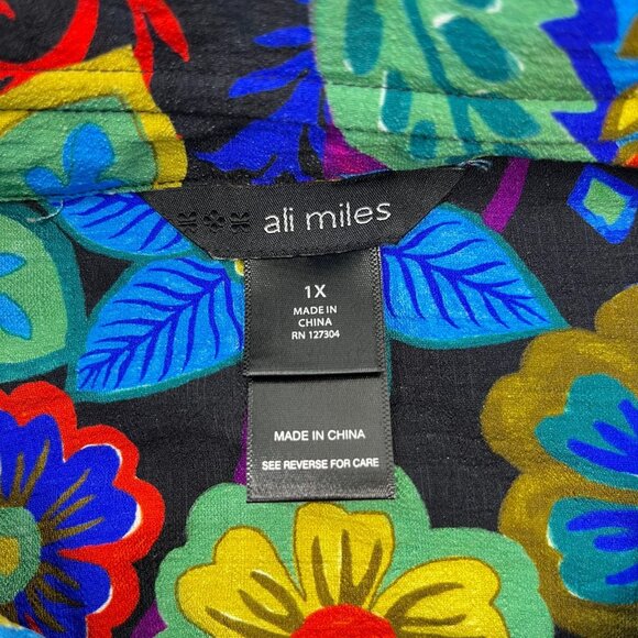 NWOT Ali Miles Paisley Floral Multicolor 3/4 Sleeve Tunic Top Blouse Shirt 1X - Picture 10 of 14